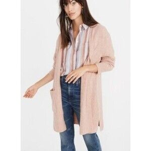 Madewell Kent Knit Pocket Cozy Blush Wool Alpaca Duster Winter Cardigan Sweater